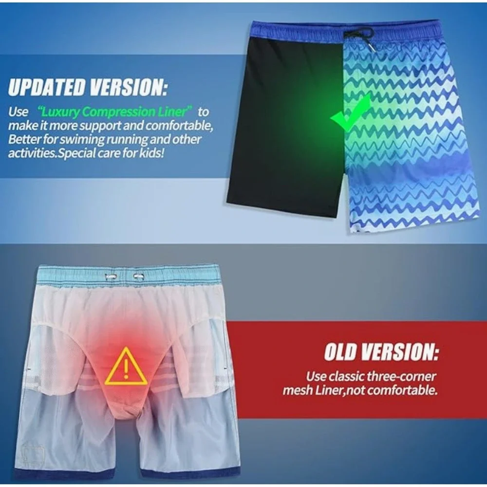 Men's Swim Trunks w/ Compression Summer‎ Vacation Quick Dry Medium 34